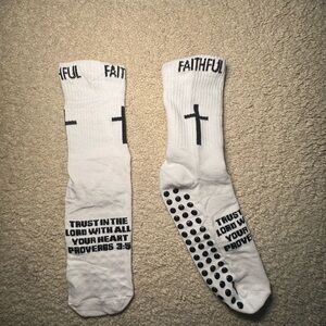 Soccer Futbol Faithful White Non-Slip Athletic Socks
